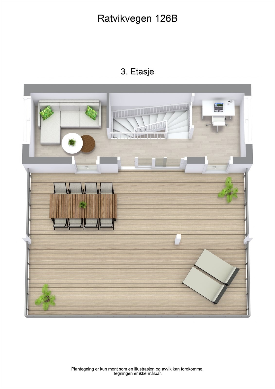 3 D planløsning 3. etasje Galleribilde