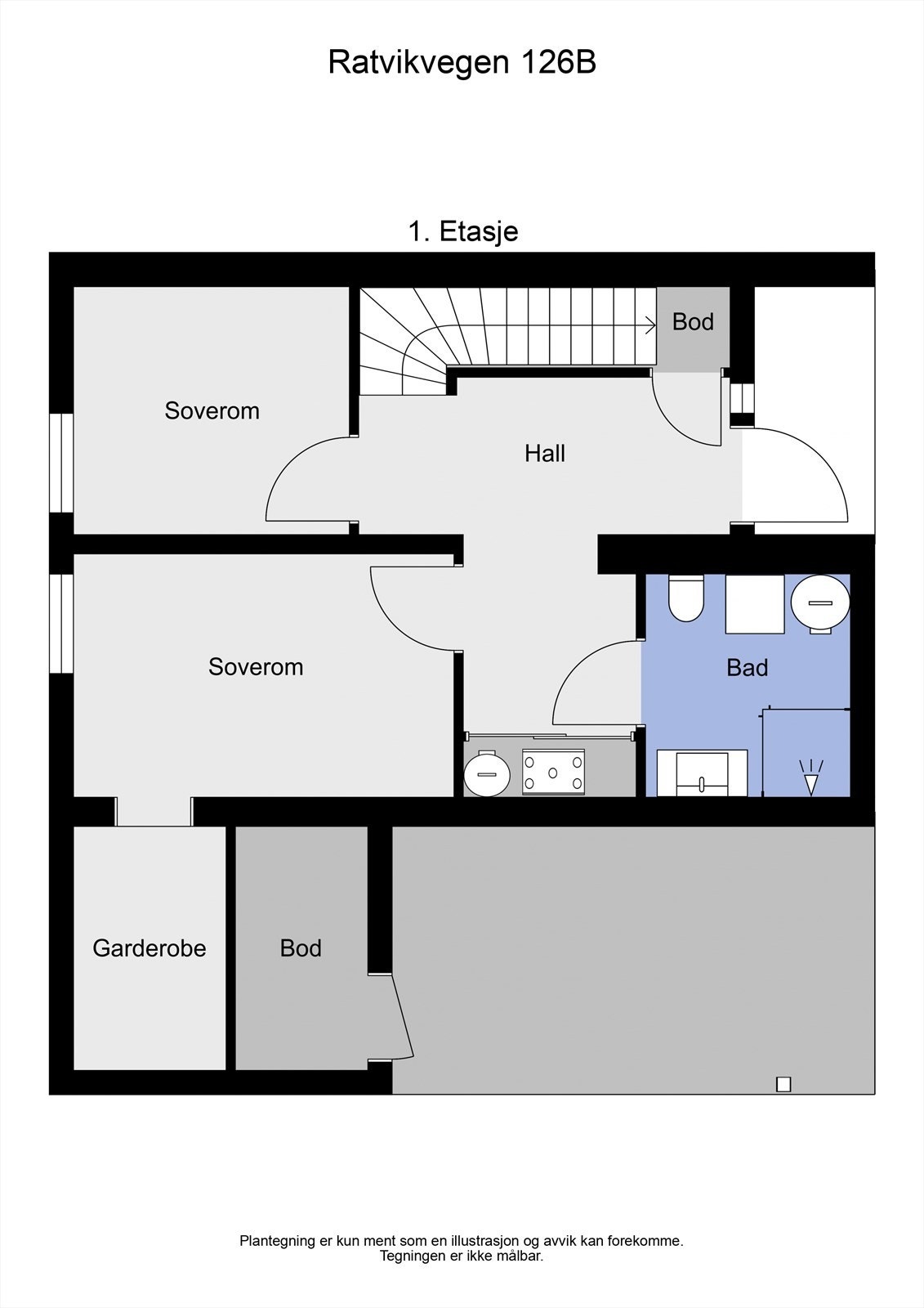 2 D planløsning 1. etasje Galleribilde