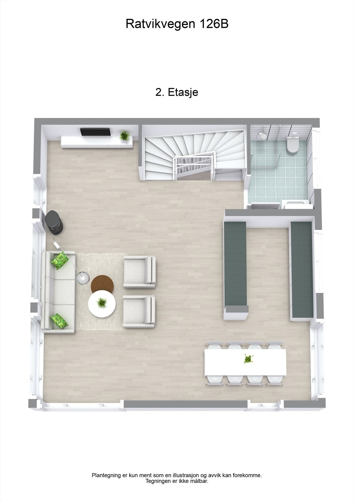 3 D planløsning 2. etasje Galleribilde