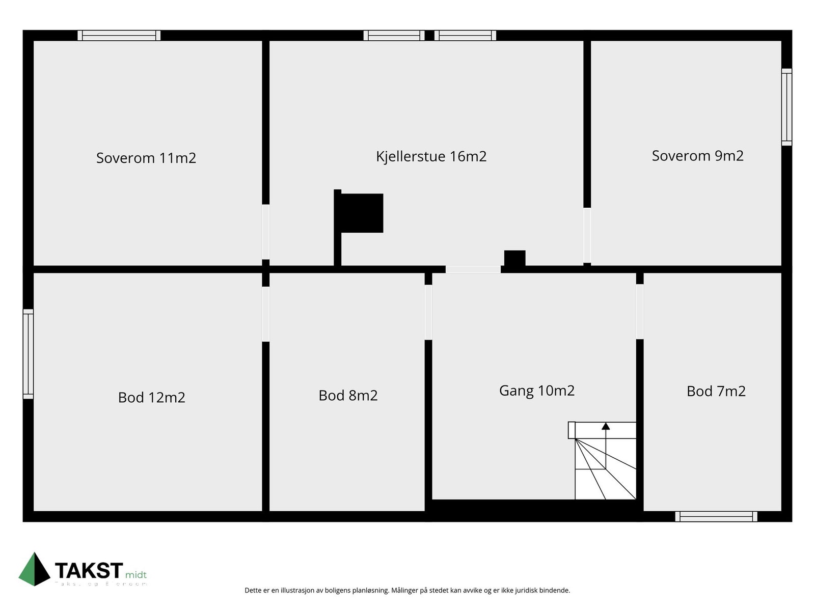 Planløsning i kjeller. Galleribilde