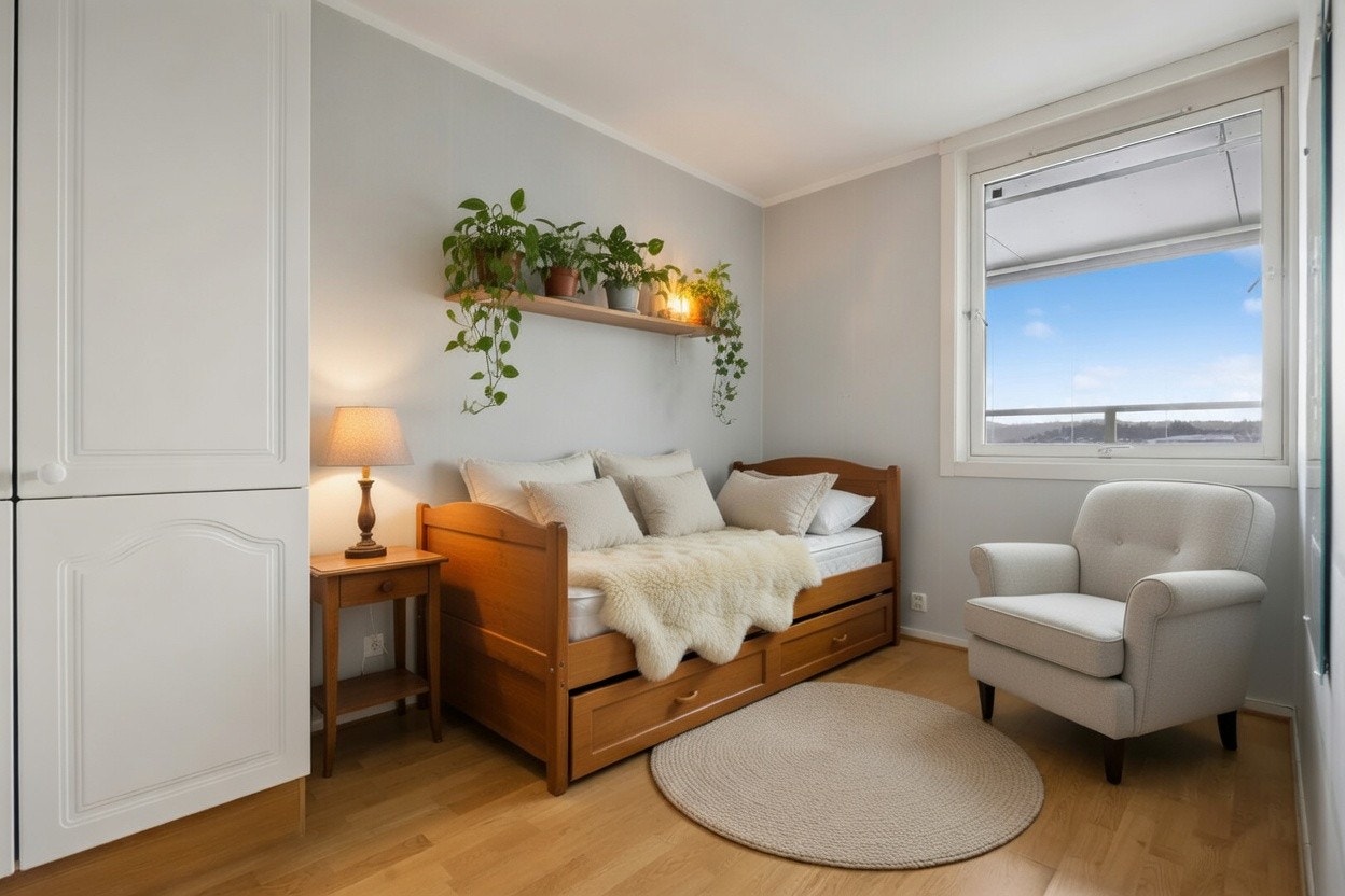 Digitalt møblert bilde. Møbler og innredning er ikke nødvendigvis i riktig målestokk. Galleribilde