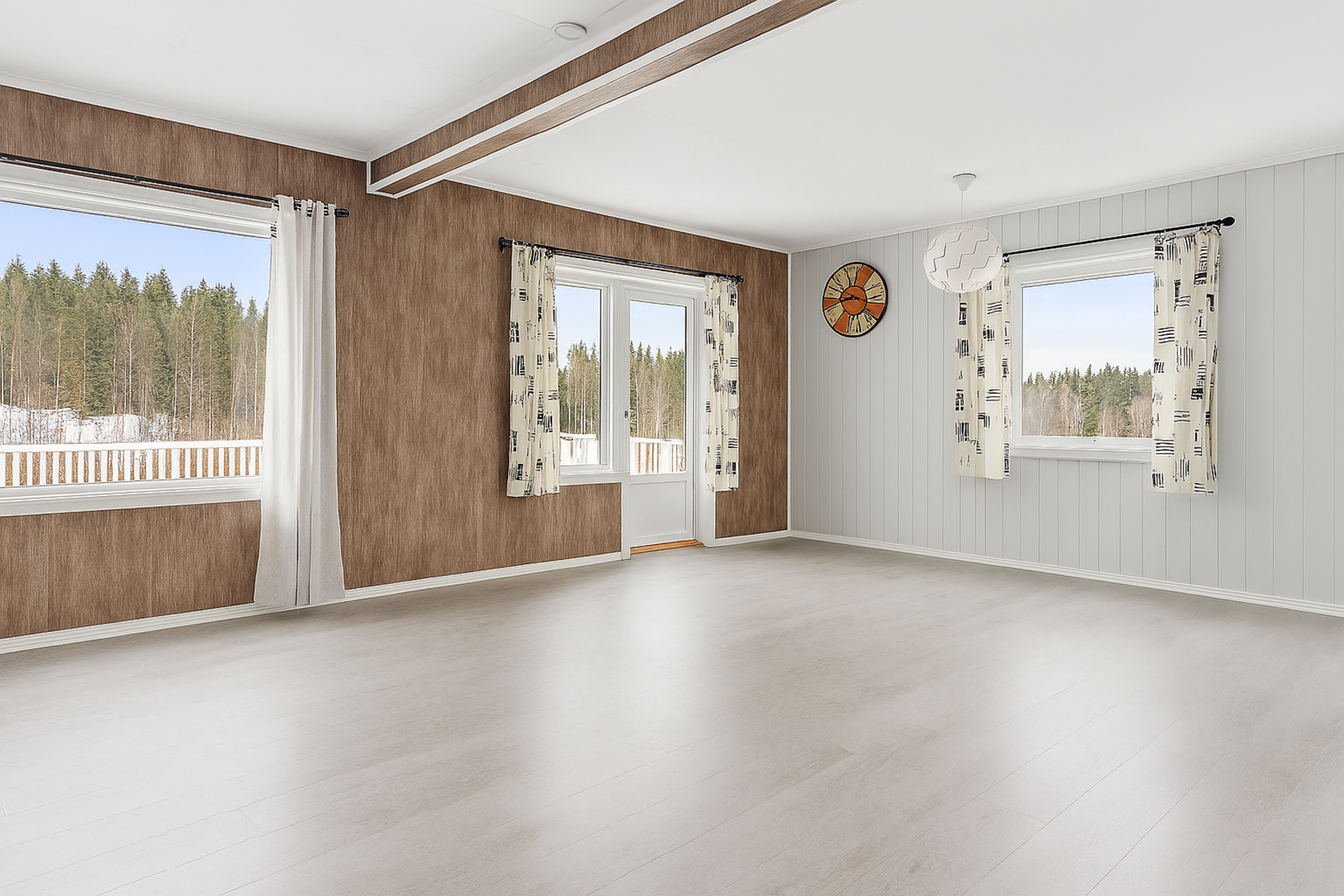 Velkommen til en enebolig med landlig beliggenhet på Otterøya. (Møbler er fjernet ved bruk av KI) Galleribilde