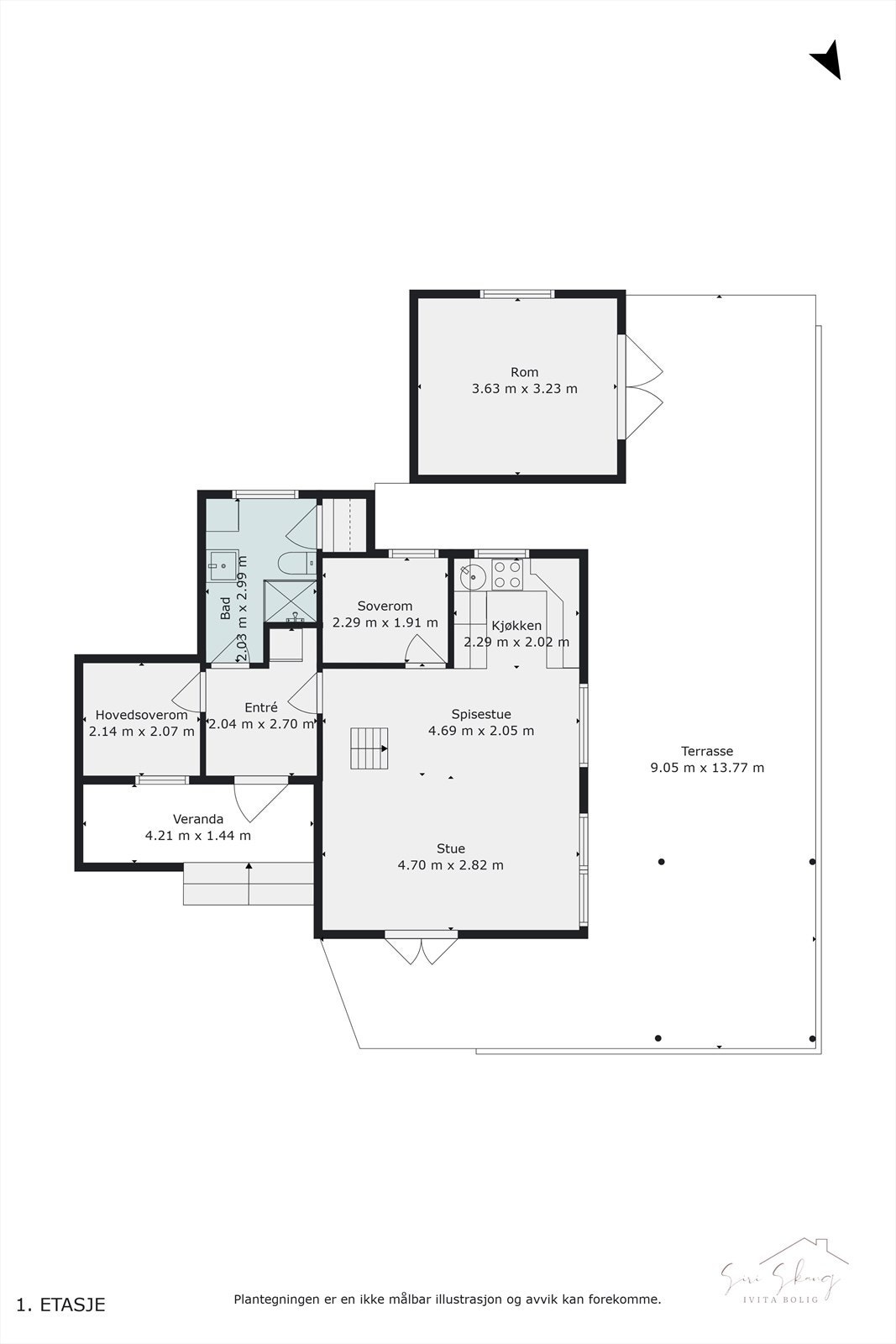 Plantegning i 2D av 1.etg. Galleribilde