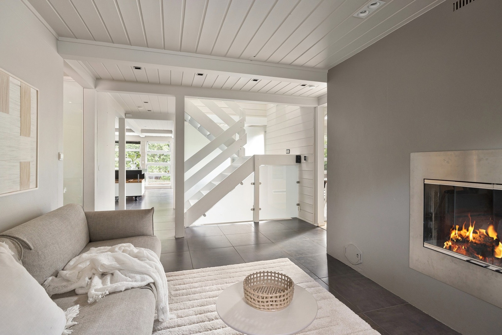 Tv-stue med peis Galleribilde