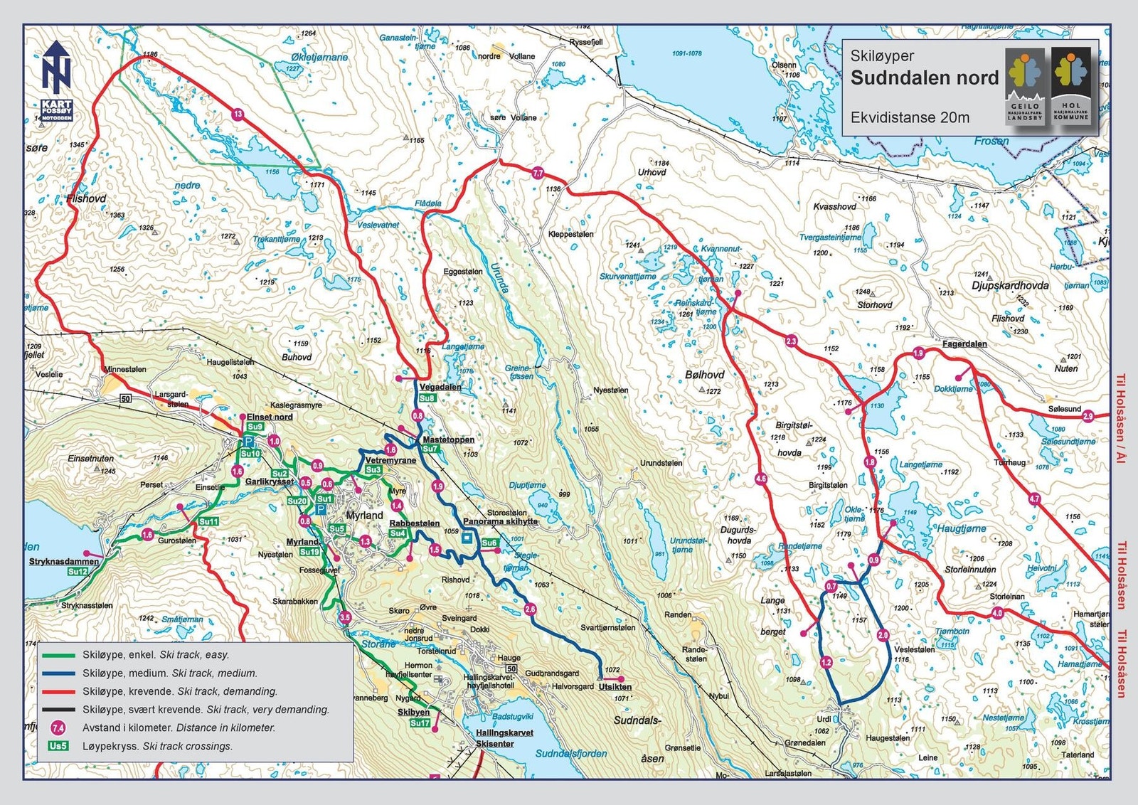 Løypekart over Sudndalen nord Galleribilde