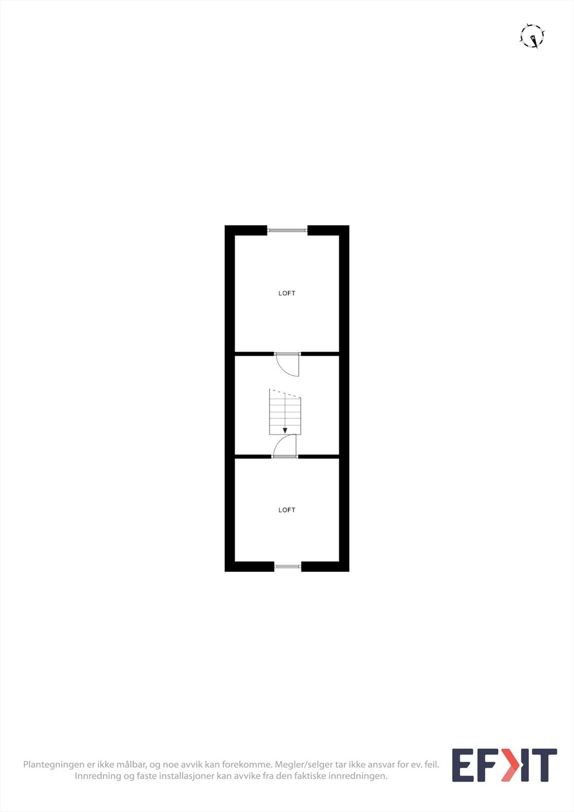 Plantegning for loftet, som gir ekstra lagrings- eller lekeareal. Galleribilde