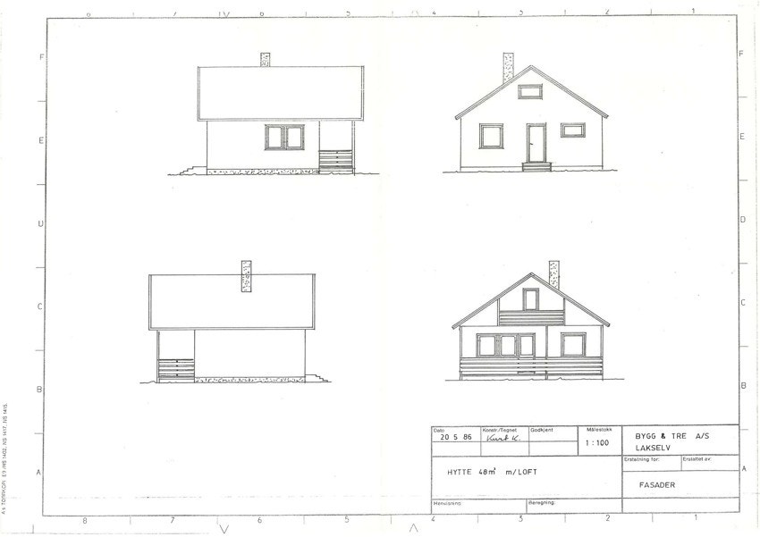 Hyttetegning fasade Galleribilde