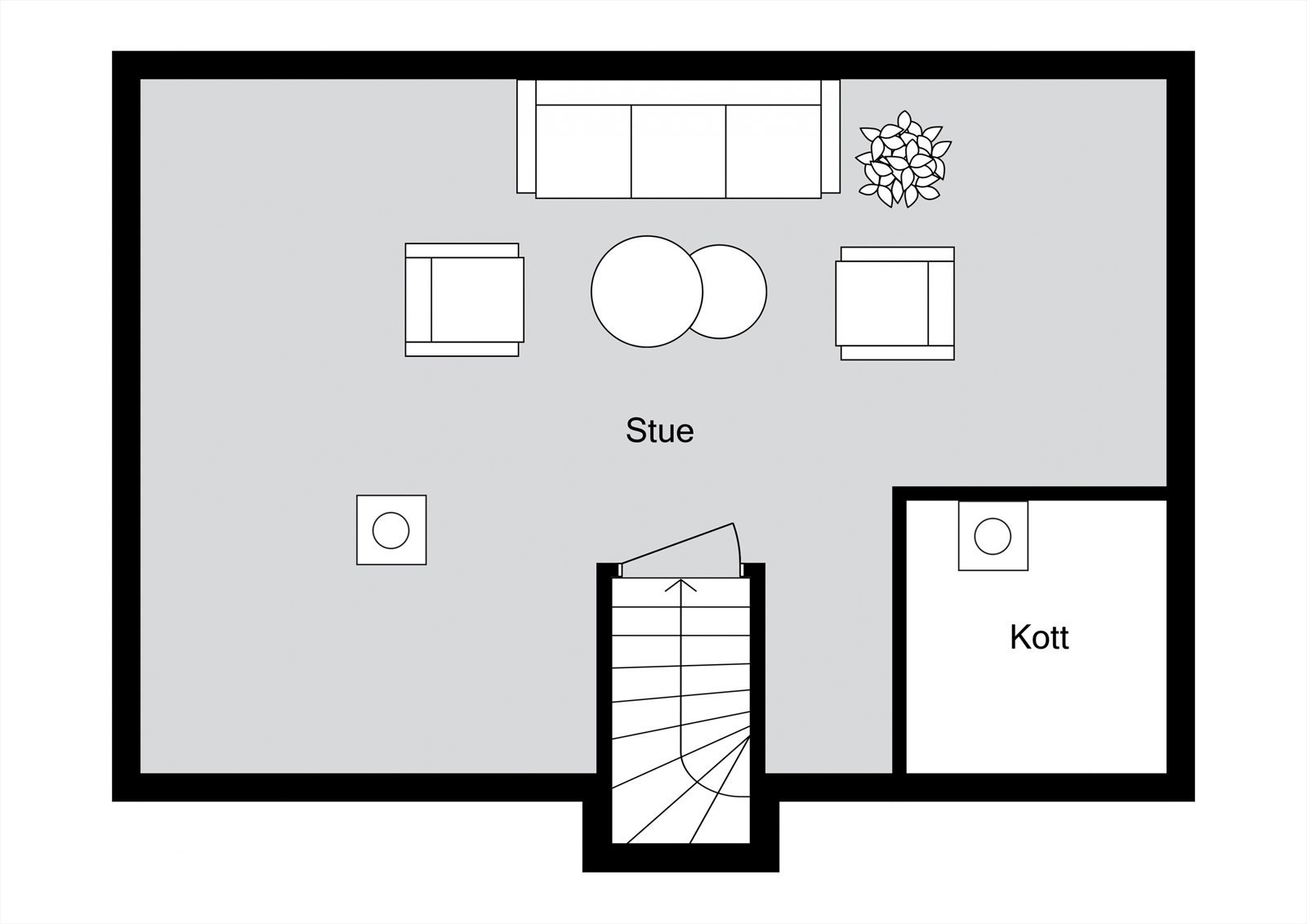 Plantegning loft. Loftet antas å være tiltenkt tilleggsdel (ikke godkjent for varig opphold). Galleribilde