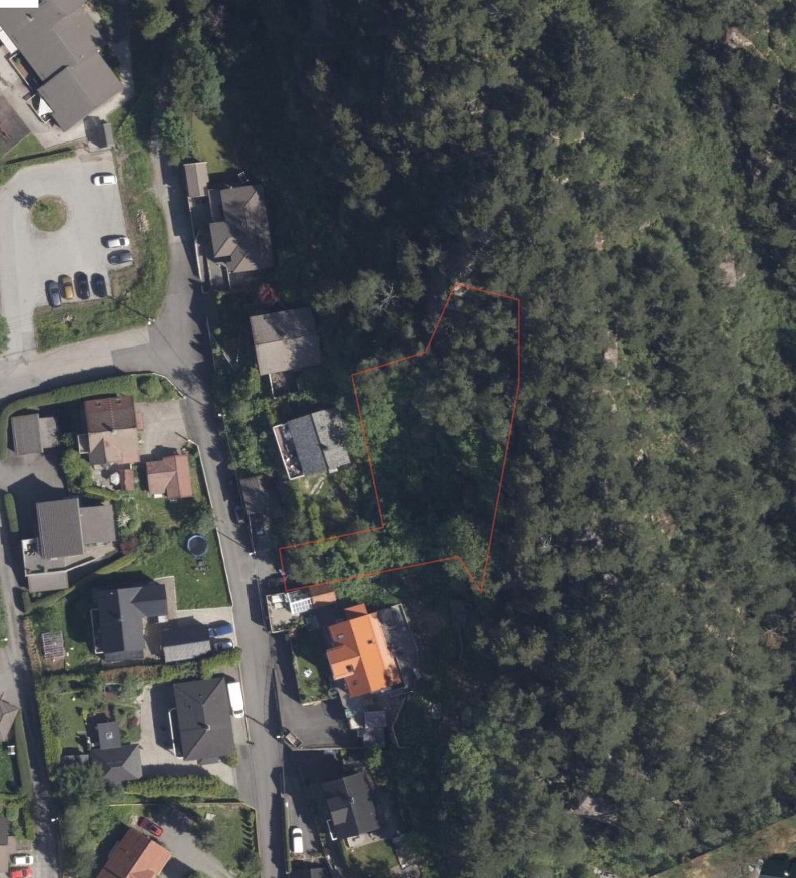 Tomten grenser inn mot grønntområde - usjenert! Galleribilde