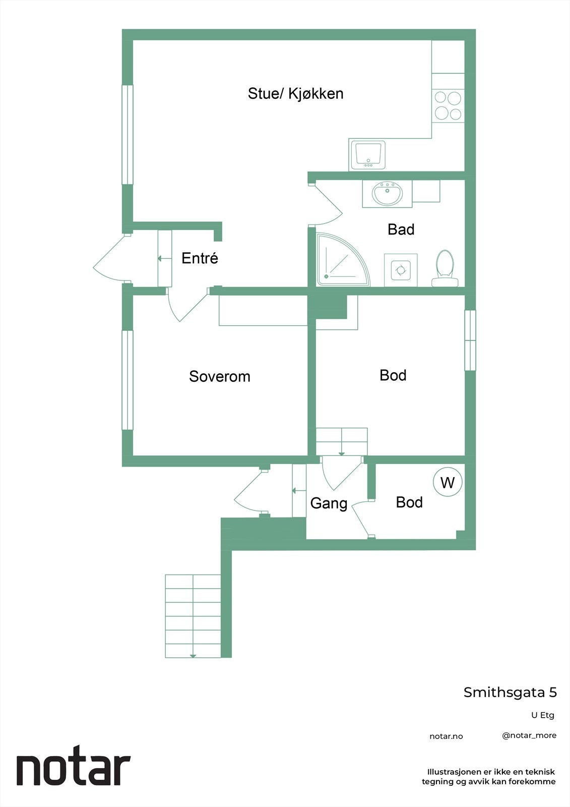 Plantegning underetasje (bruken og den selvstendige enheten er ikke omsøkt og kommunen kan kreve retting) Galleribilde