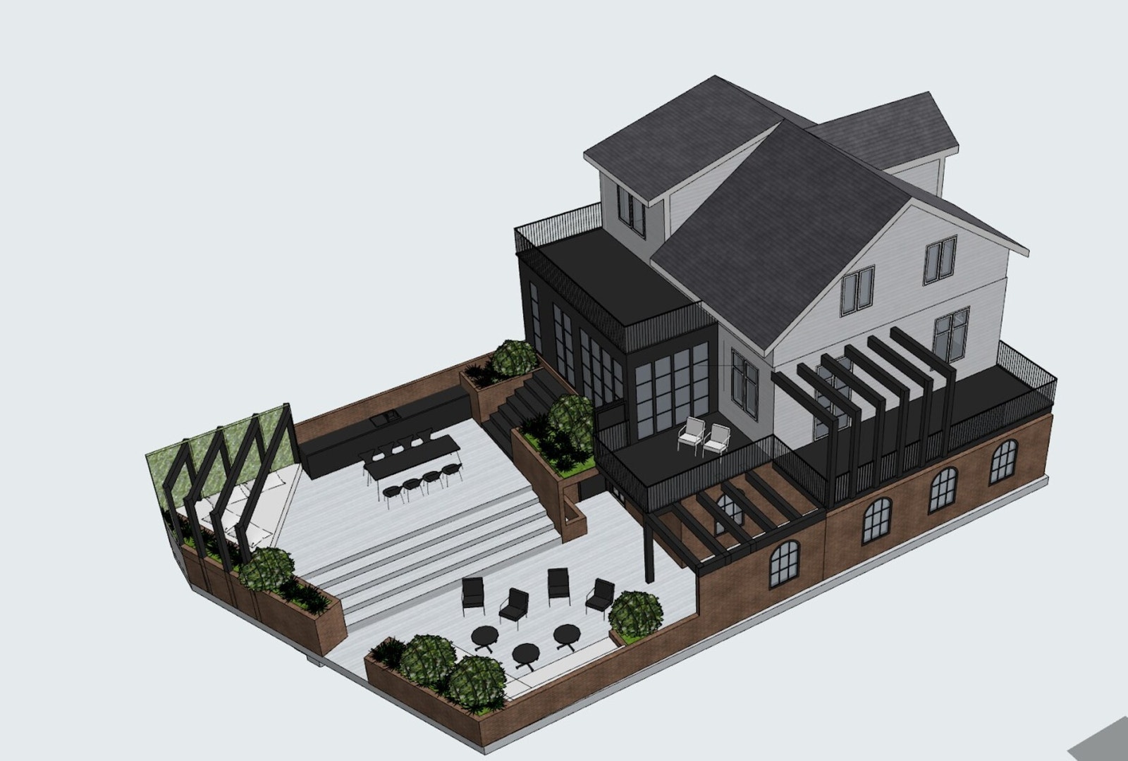 Arkitekttegnet illustrasjon som en ideskisse. Prosjektet er ikke søkt om. Galleribilde