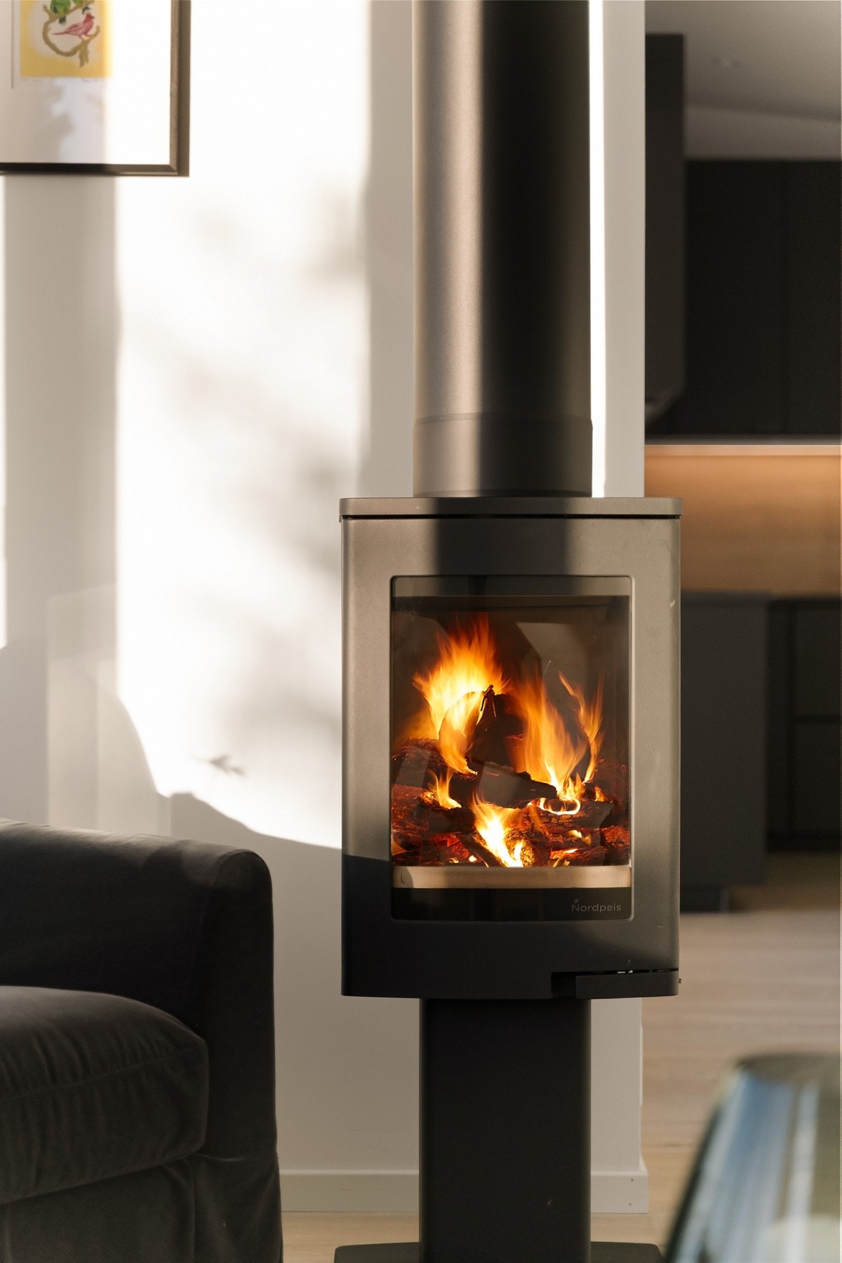 Vedovn med isolert stålpipe Galleribilde