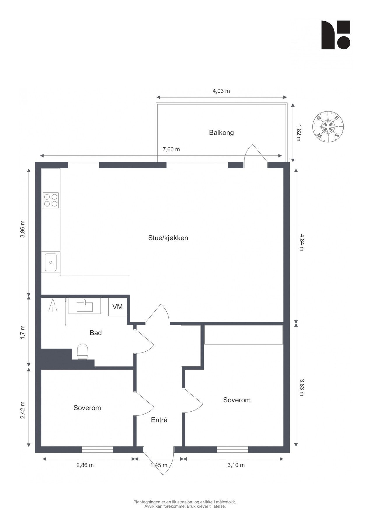 Boligen er fordelt på 67 kvm, med balkong på ca. 7 kvm samt disponerer garasjeplass og bod på ca. 6 kvm. Galleribilde