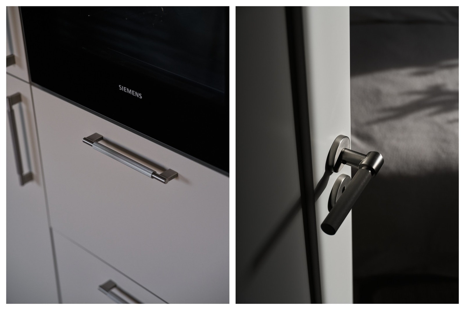 Gjennomgående detaljer på kjøkken og dører understreker det helhetlige og gjennomførte uttrykket. Galleribilde