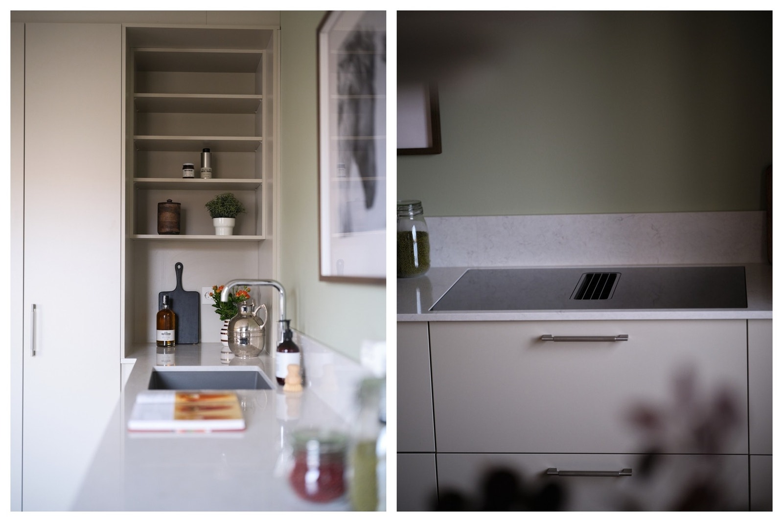 Den ekstra brede platetoppen er utstyrt med kullfilterventilator, som sikrer et behagelig inneklima og en sømløs løsning. Galleribilde