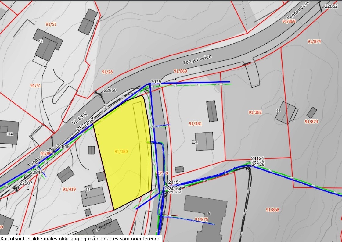 Kart fra Enebakk Kommune med oversikt stikkledninger. Galleribilde