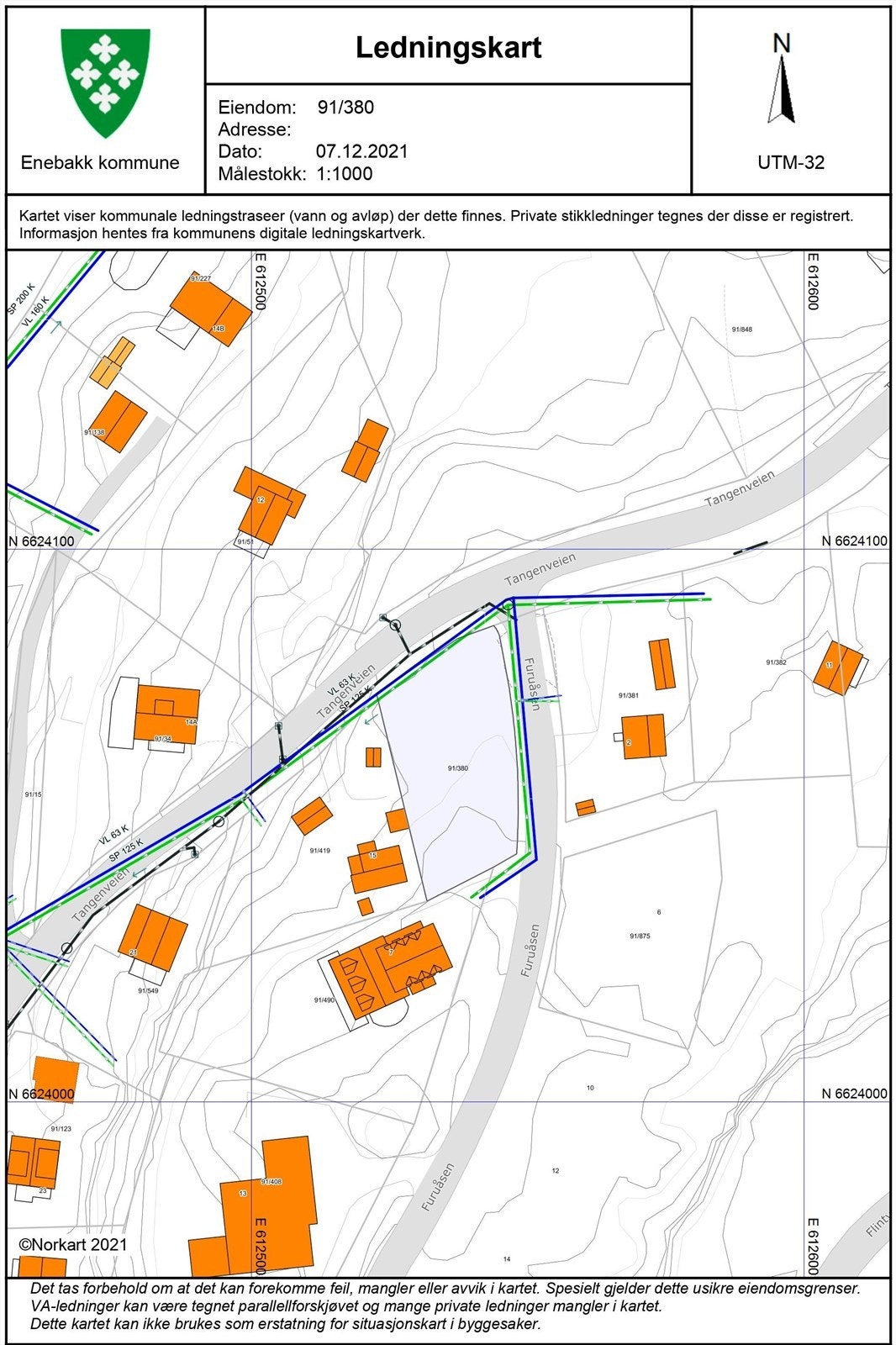 Det ligger vann, avløp, strøm og fiber til tomtegrense. Galleribilde