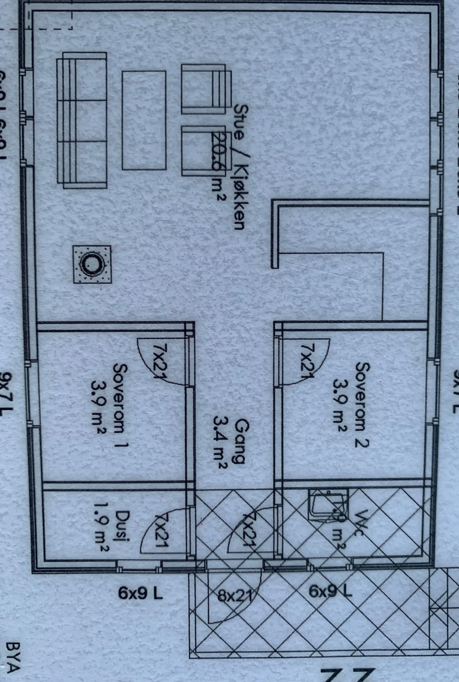 Plantegning. Avvik kjøkkenløsning Galleribilde