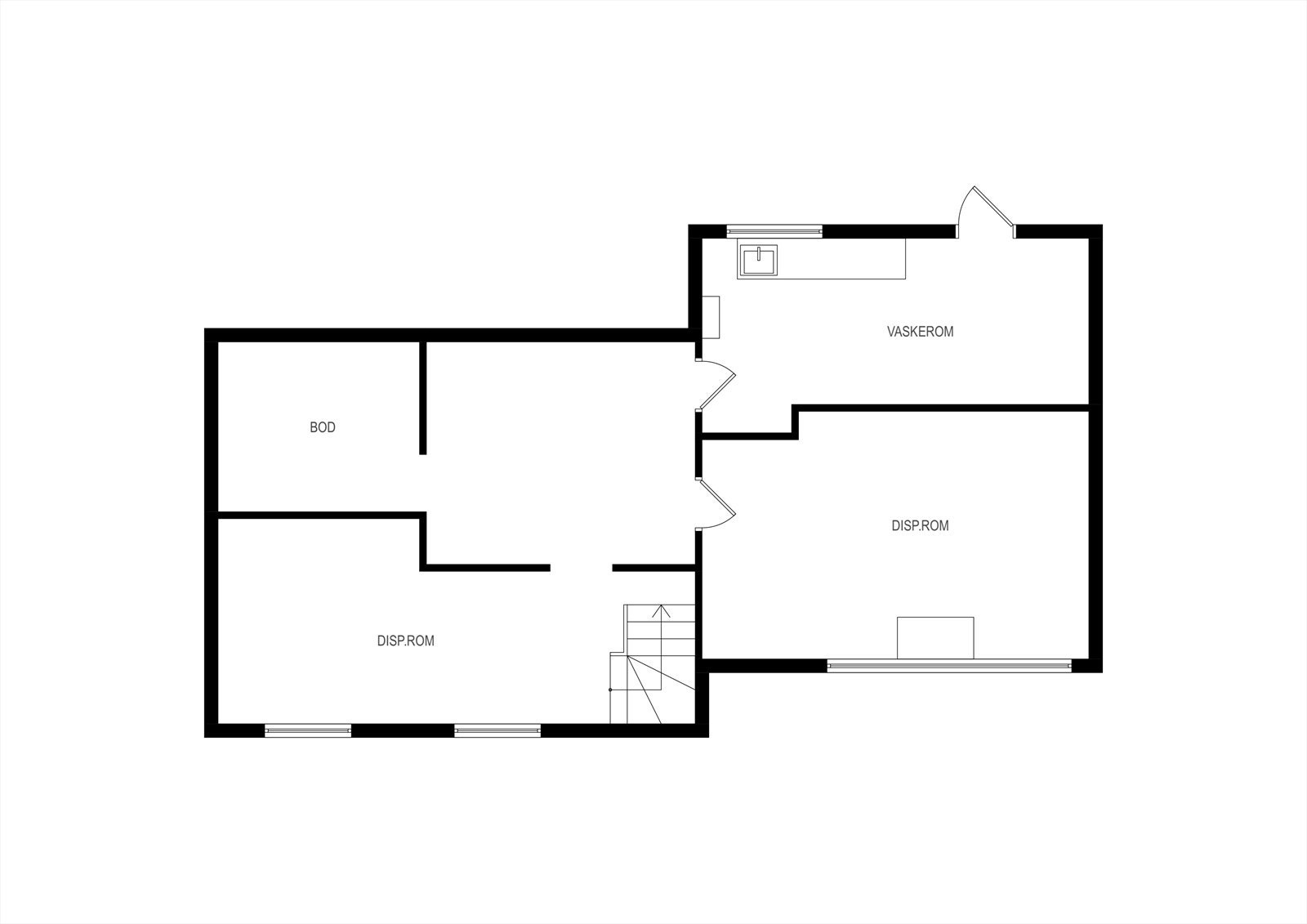 Skisse underetasje - slik boligen fremstår i dag Galleribilde
