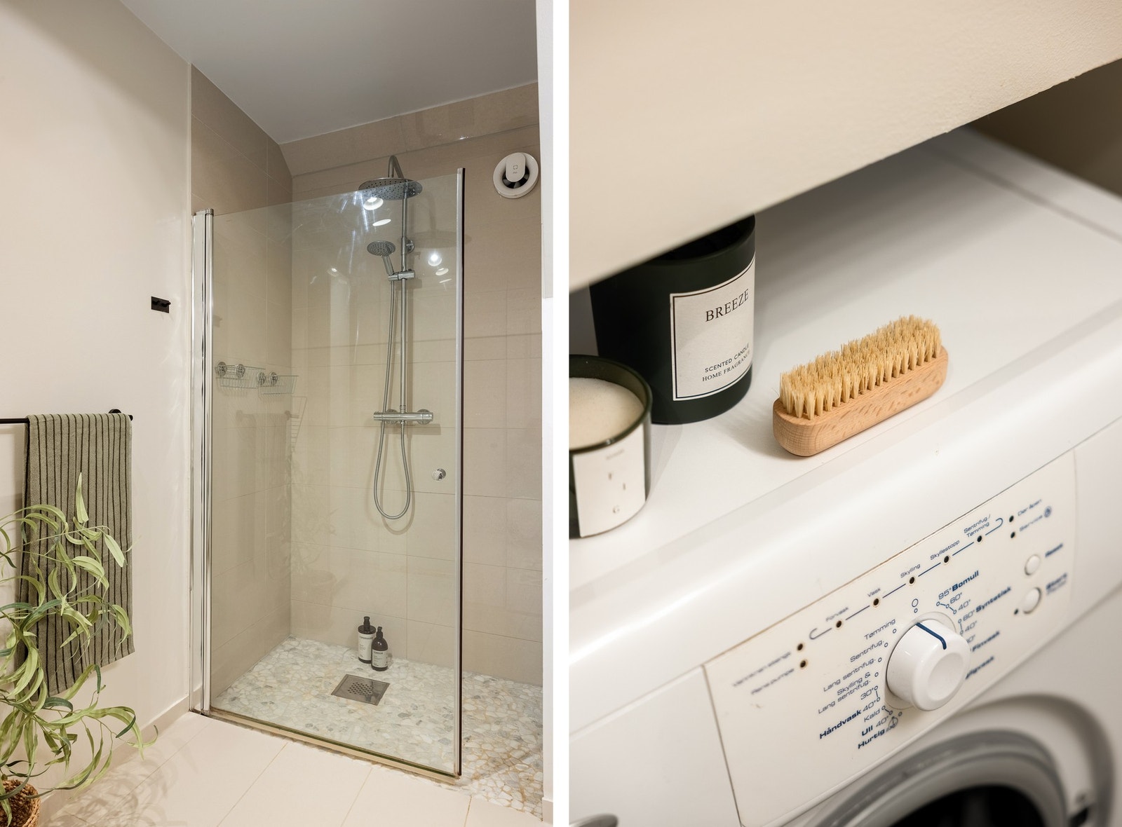 Det er her fliser på gulv, fliser /slett malt platekledning på vegger og slett malt tak, samt varmekabler i gulv. Galleribilde