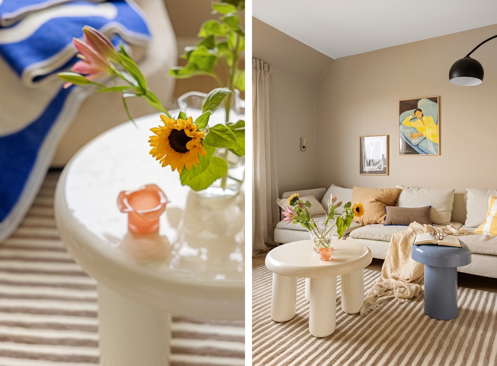 Det er enstavs laminat på gulv, slette malte vegger og tak. Galleribilde