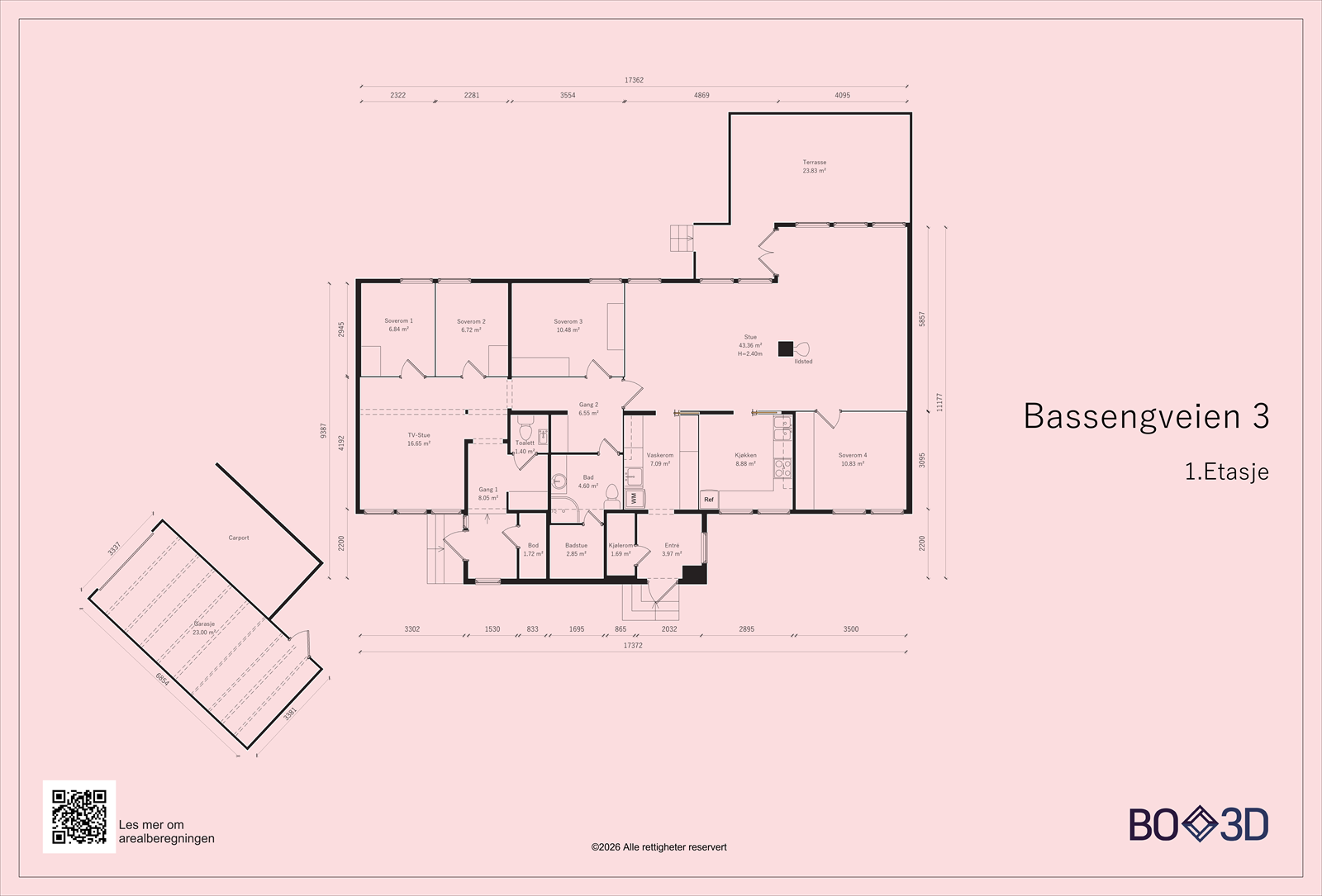 Plantegning, målsatt Galleribilde