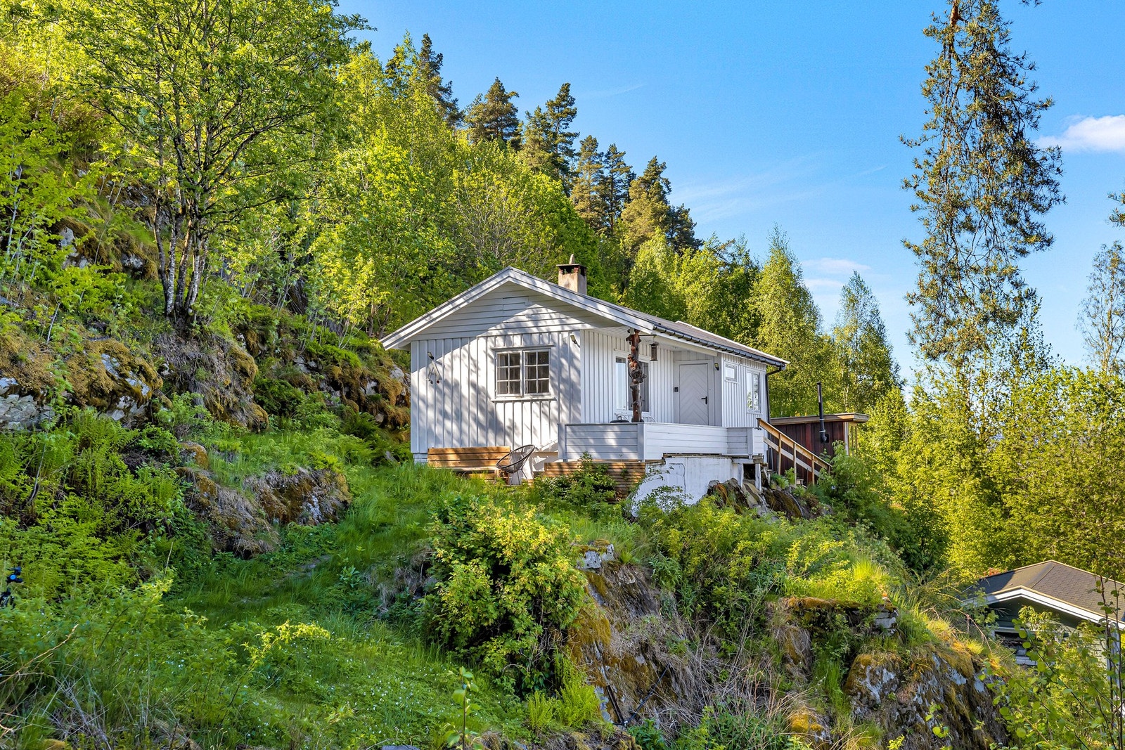 Eiendommen består av fire bygg, en fritidsbolig som blir omtalt som Bygg A, to anneks som omtales som Bygg B og Bygg C og en separat badstue. Galleribilde