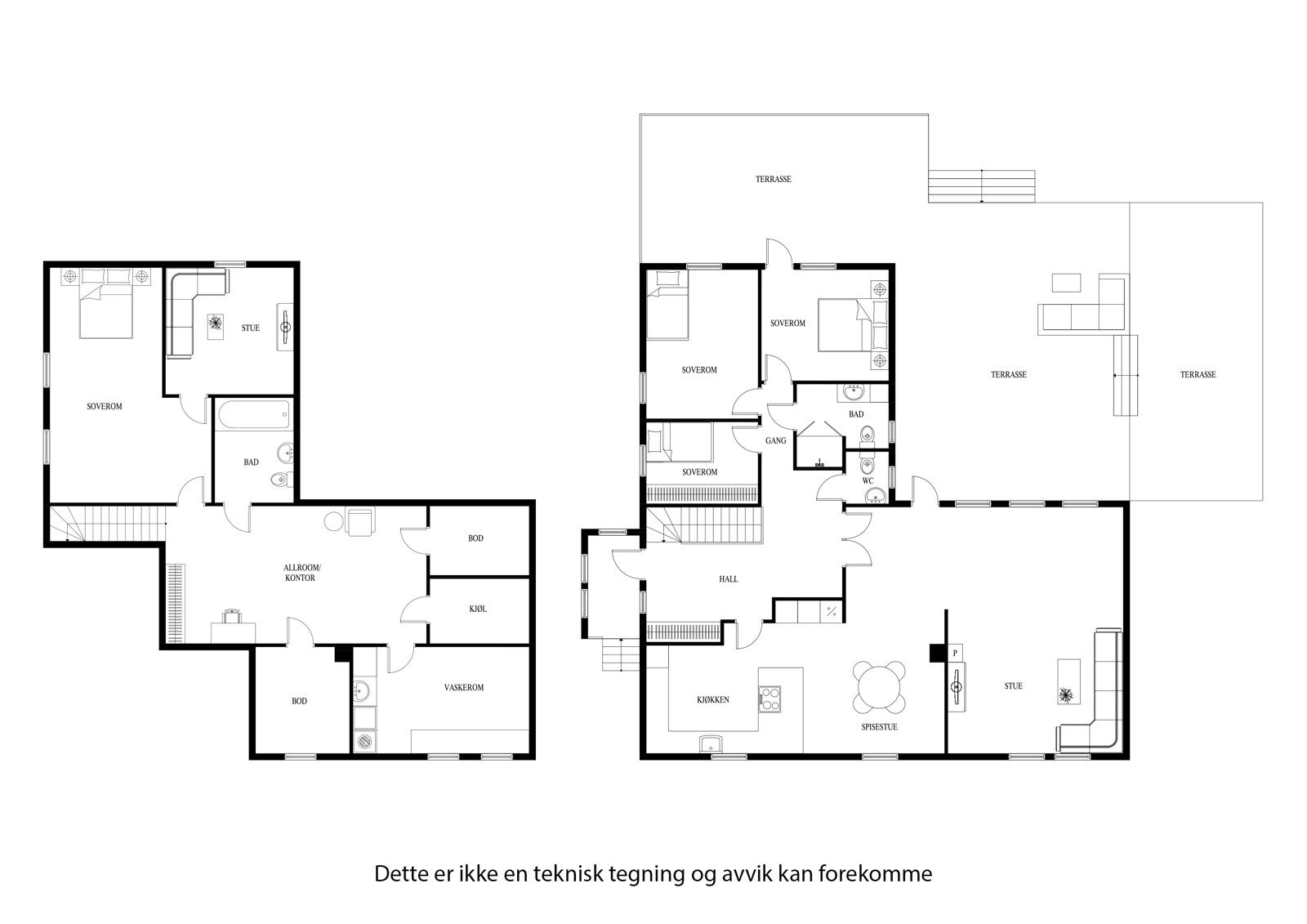 Plantegning begge plan. Galleribilde
