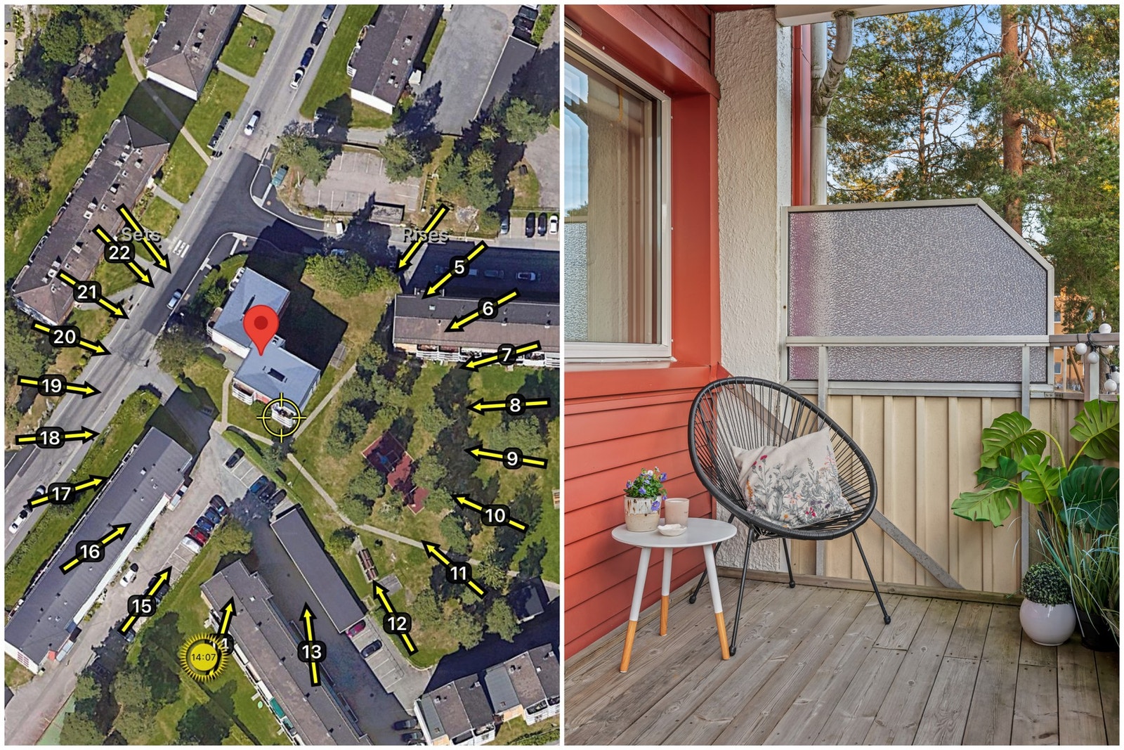 Den sydvestvendte beliggenheten sørger for meget gode solforhold på balkongen. Galleribilde