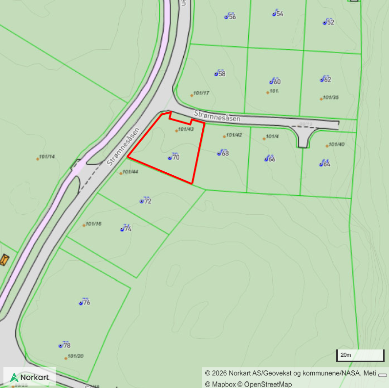 Nr. 70 er markert med rød strek. Galleribilde