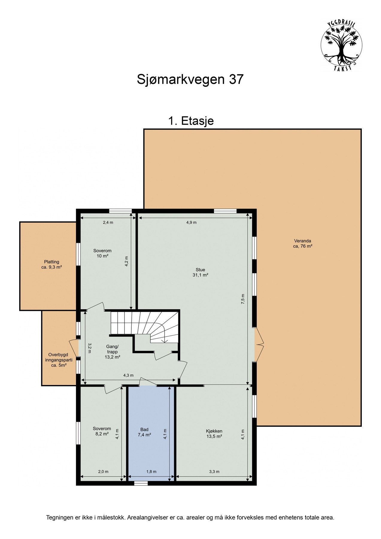 Planskisse hovedplan. Galleribilde