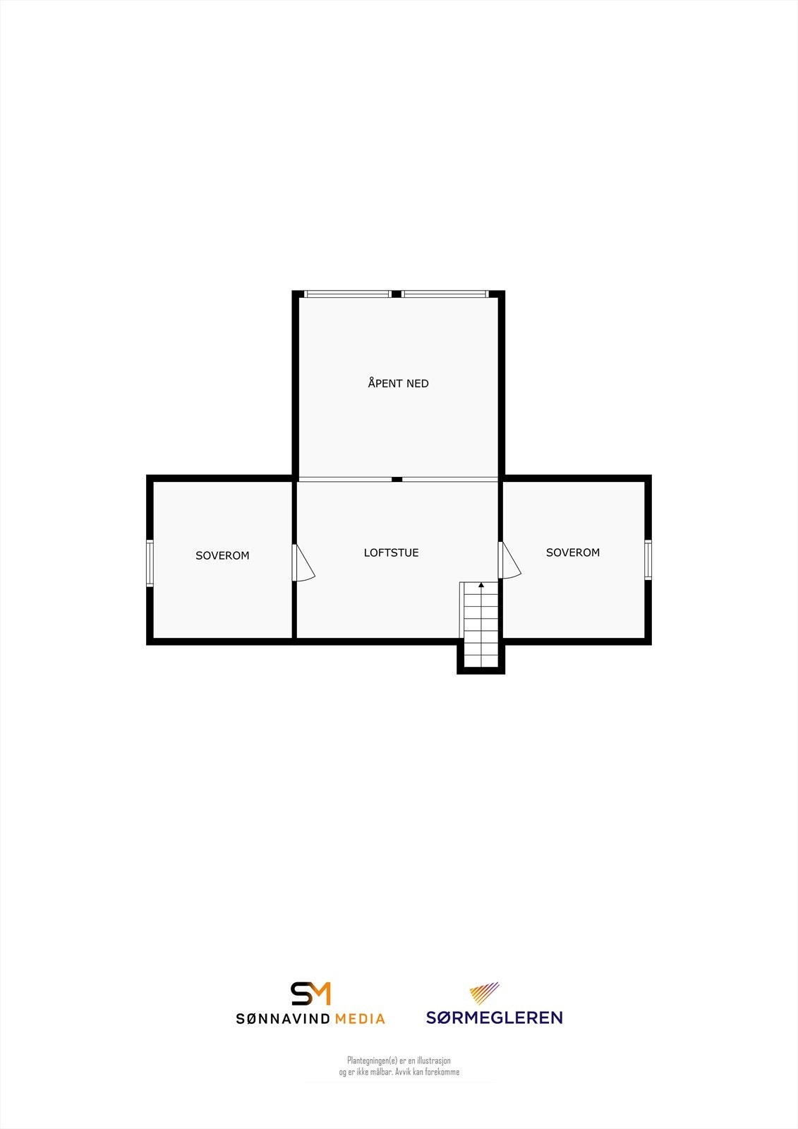 Plantegning hems. Rommene i loftsetasjen er definert som "Hemsrom" på fremlagte tegninger. Det foreligger ingen tilgjengelige opplysninger som tilsier at etasjen er formelt omsøkt og godkjent med rom for varig opphold / oppholdsrom Galleribilde