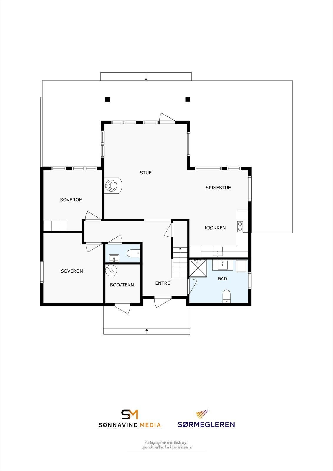 Plantegning 1. etasje Galleribilde