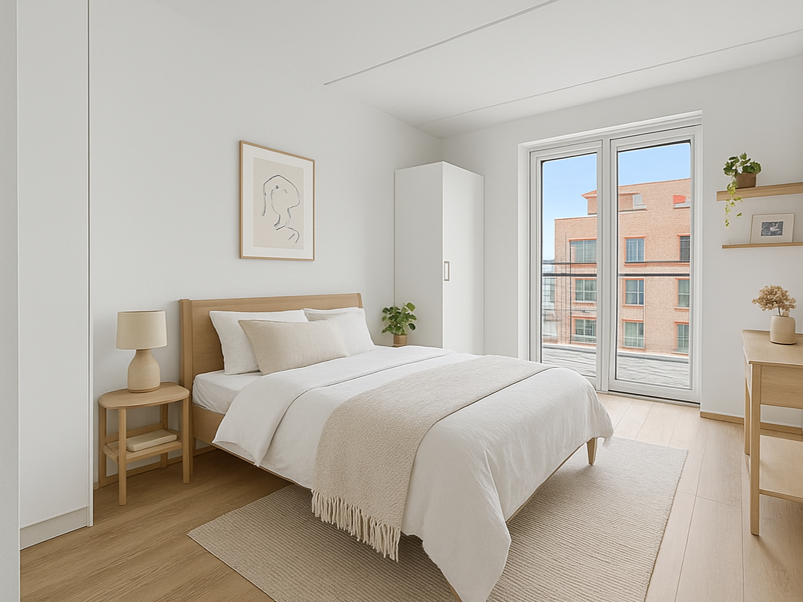 Soverommet kan innredes slik (AI generert). Galleribilde