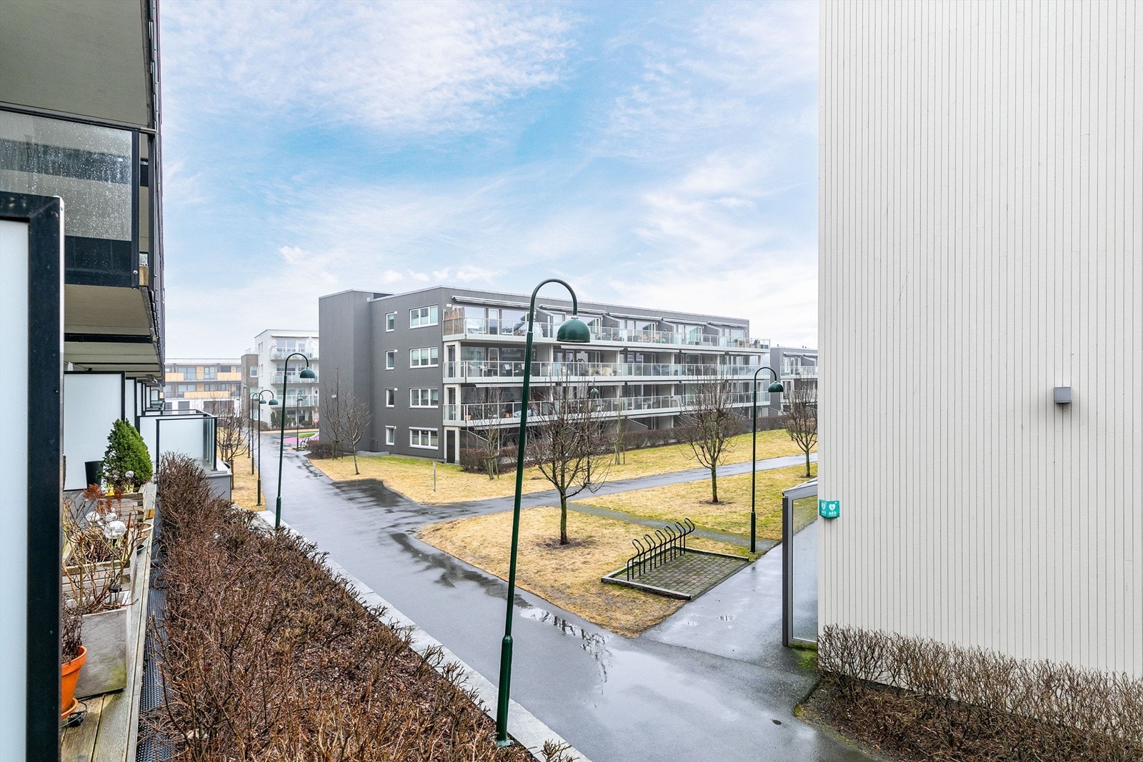 Utsyn fra terrassen til Glassverkets påkostede fellesarealer. Galleribilde