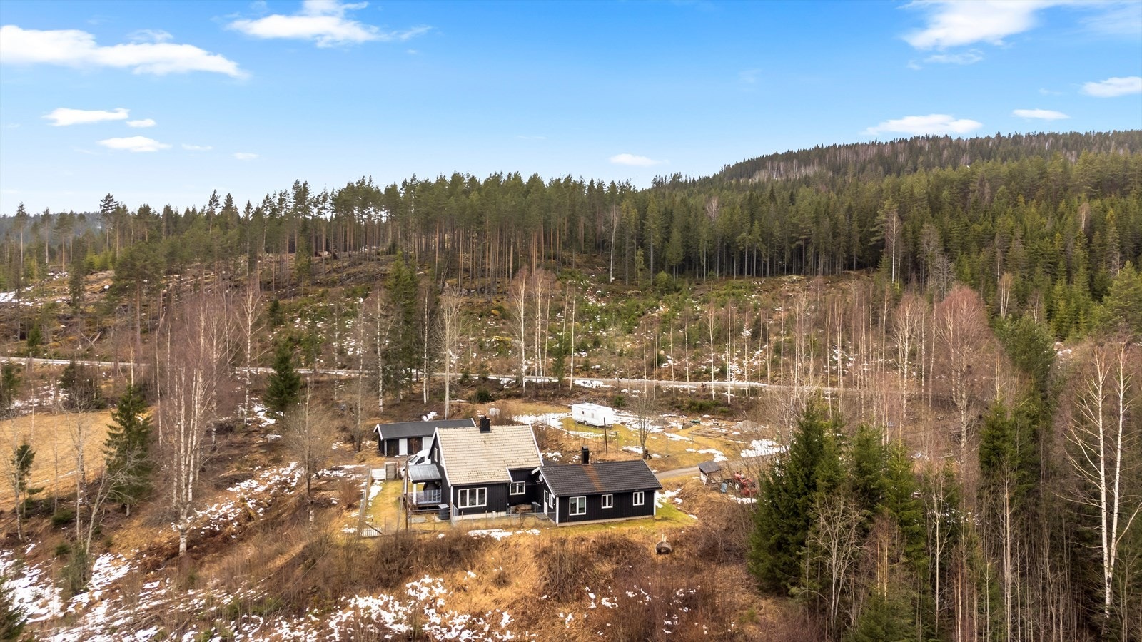 Rett bak huset er det milevis med skogsterreng - helt perfekt for turer med hest eller hund! Galleribilde