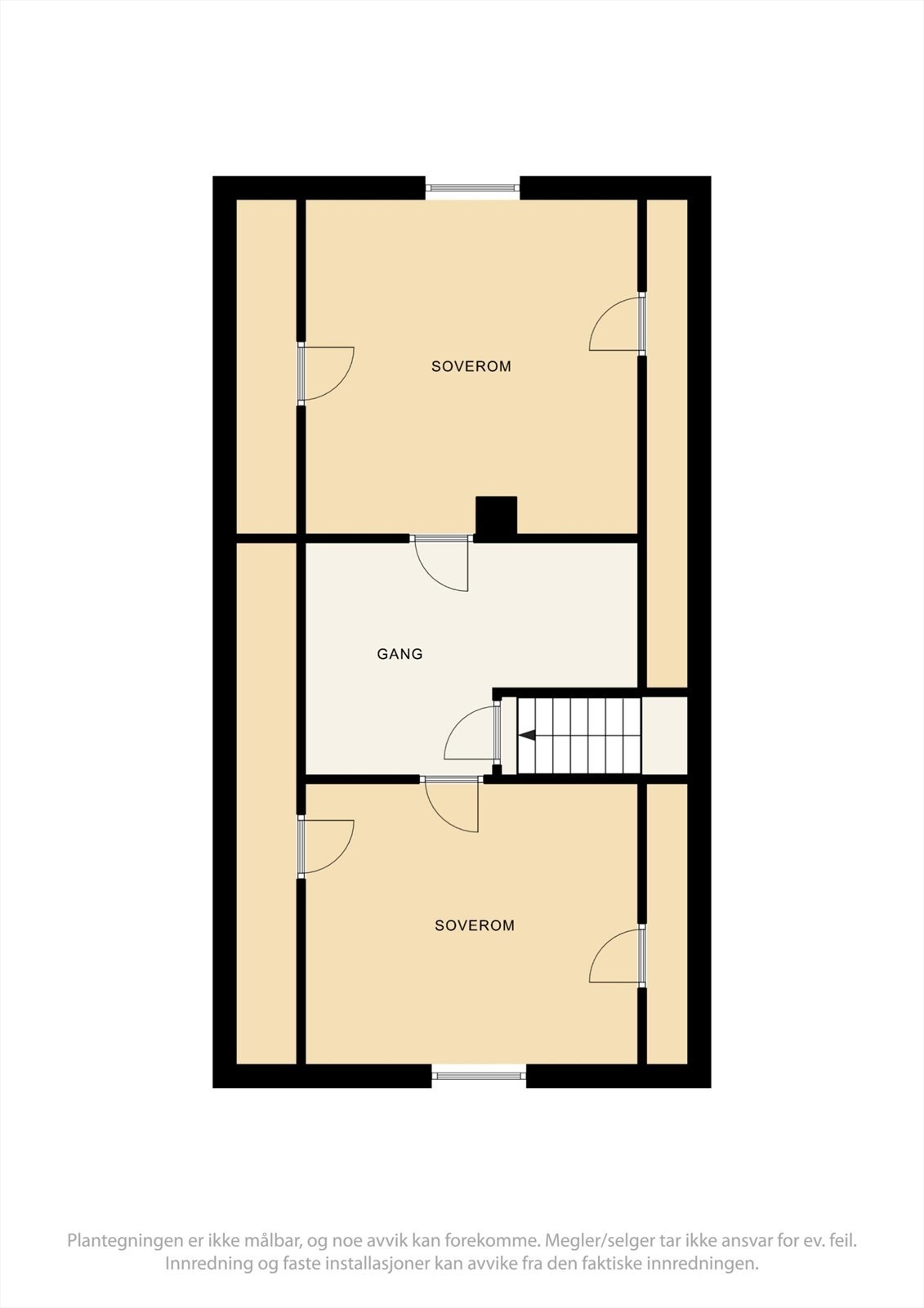 Loftsetasjen består av to soverom. som gir fleksible bruksmuligheter. Galleribilde