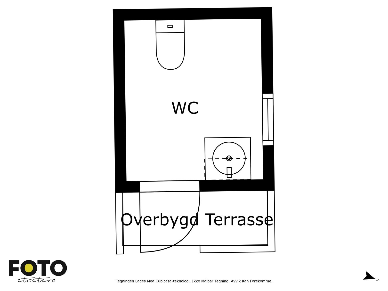 Plantegning av separat bod med Cinderella-toalett. Galleribilde