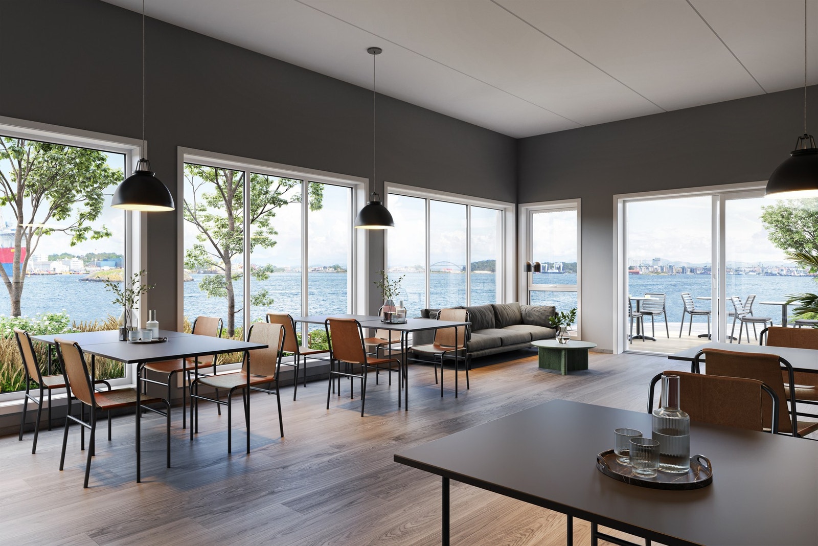 Felles selskapslokale i bygget gjør det enkelt å invitere flere enn det man har plass til hjemme. Illustrasjonen er kun ment å gi et generelt inntrykk og kan avvike fra faktisk utførelse og leveranse. Galleribilde