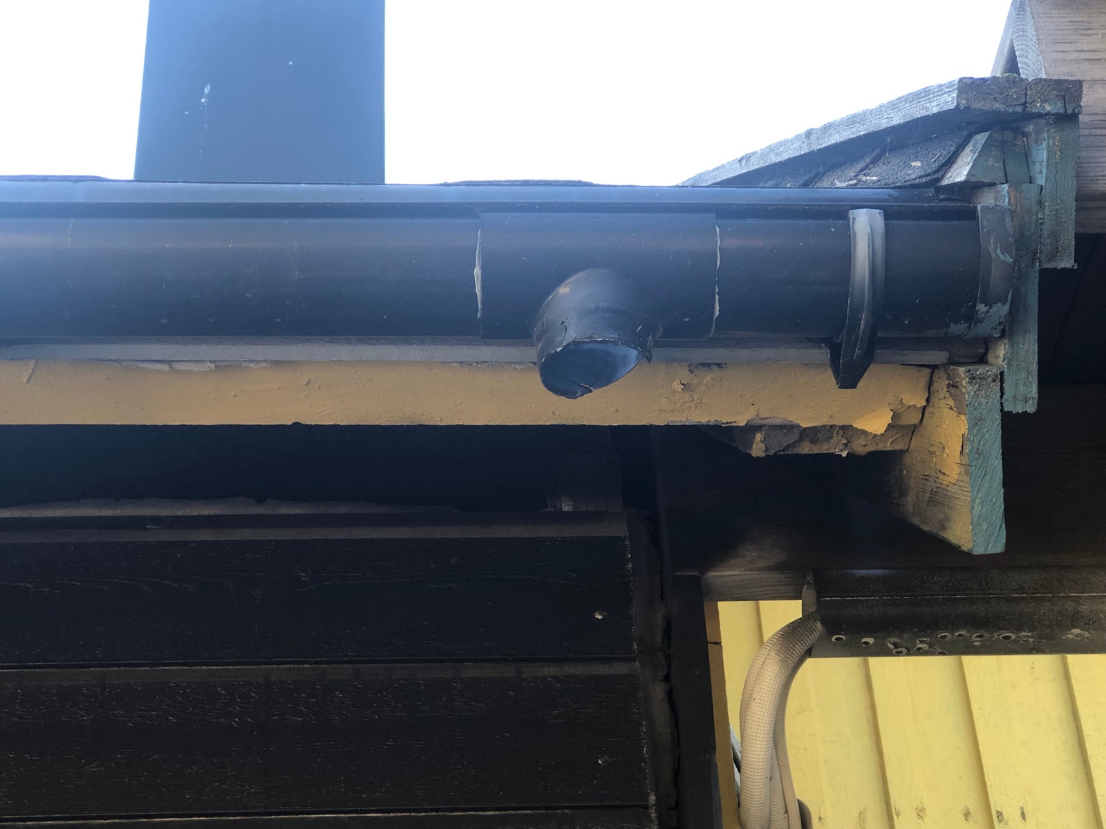 Manglende takrennenedløp. Antatt råte i vind og vannski. Galleribilde