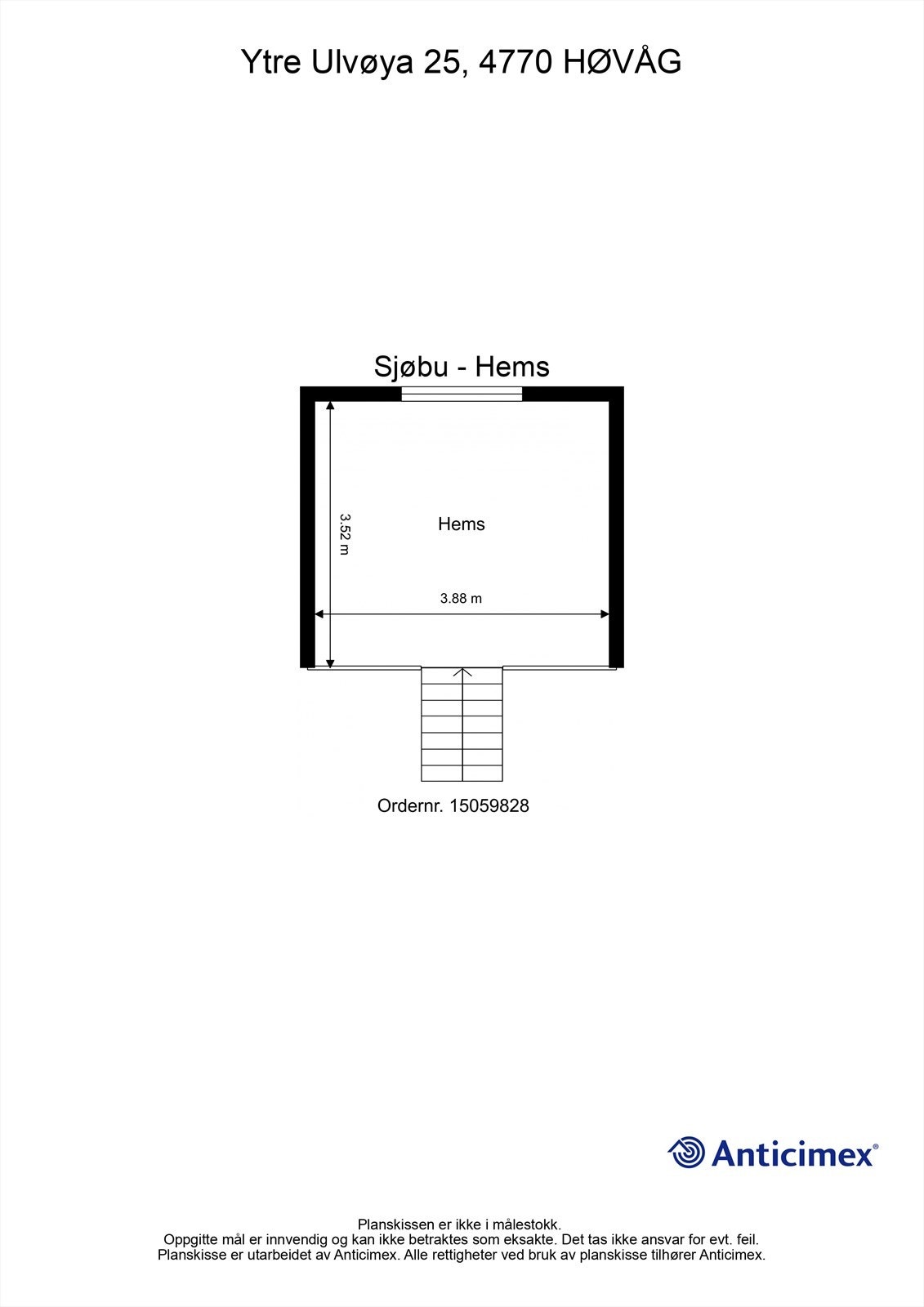 Plantegning sjøbu hems. Galleribilde