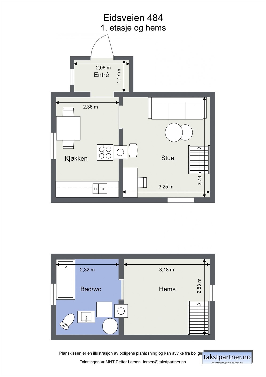 Planskisse 1. etasje og hems. Galleribilde