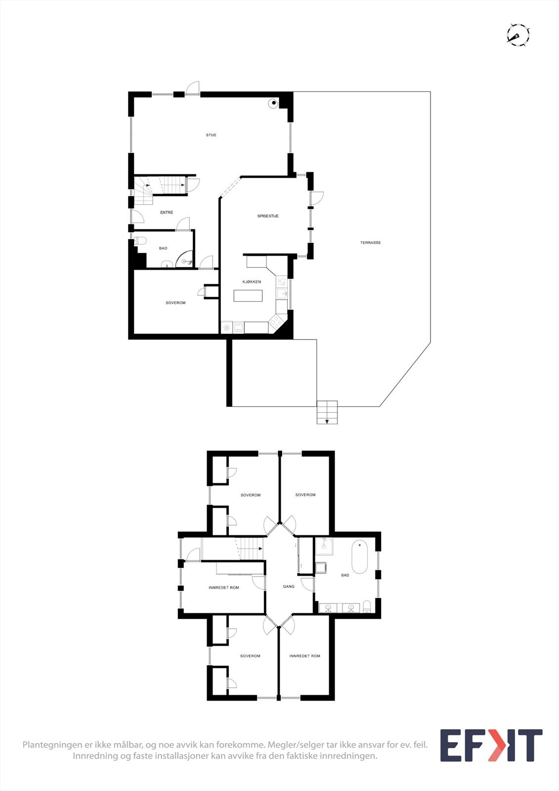 Plantegningen er ikke målbar, og noe avvik kan forekomme. Megler/selger tar ikke ansvar for ev. feil. Innredning og faste installasjoner kan avvike fra den faktiske innredningen. Galleribilde