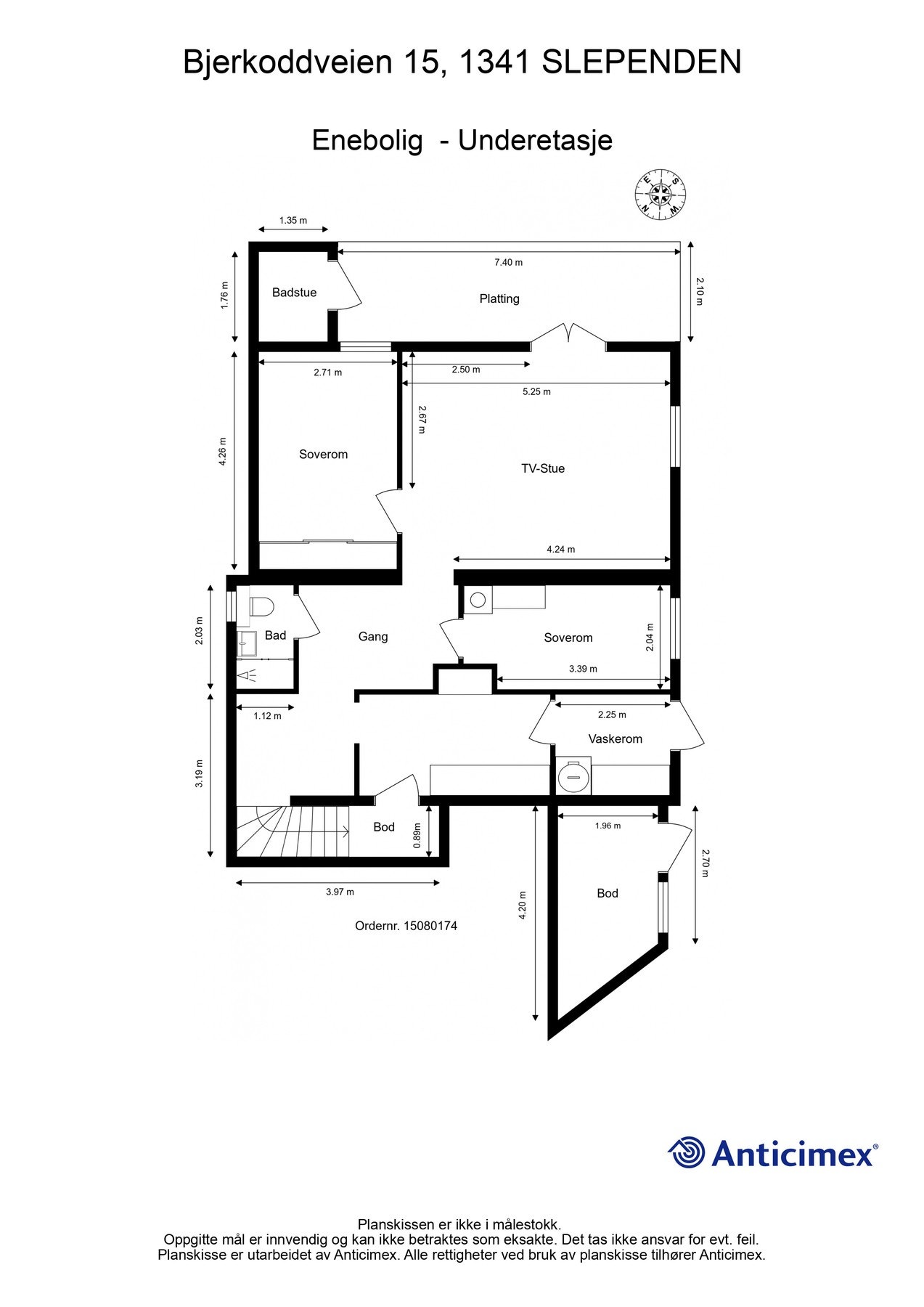 Underetasje: Gang, vaskerom, baderom, to soverom, stue og badstue. Galleribilde