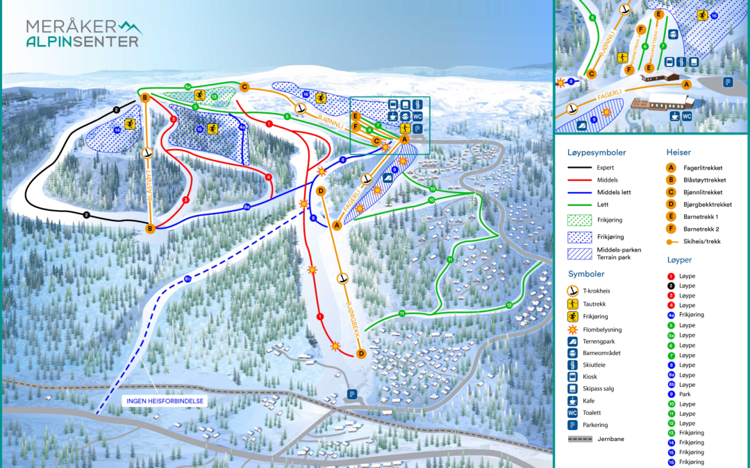 Løypekart over Meråker Alpinsenter Galleribilde