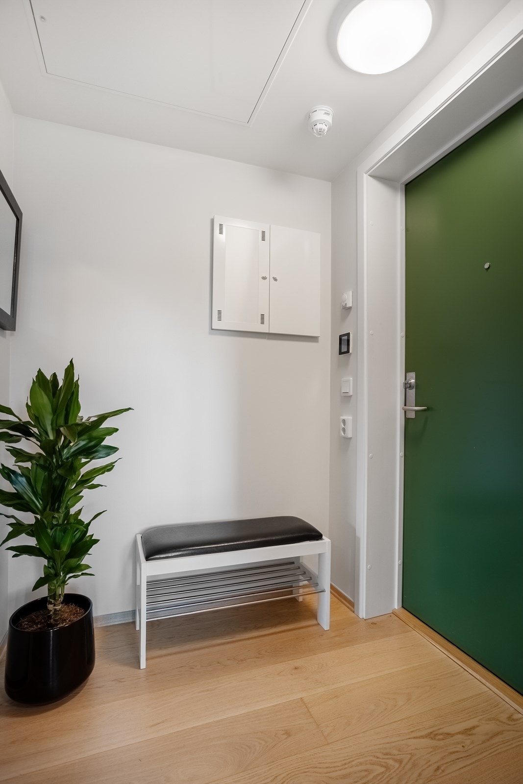 I entréen møtes du av parkettgulv med vannbåren varme, som er gjennomgående i de fleste rom. Galleribilde