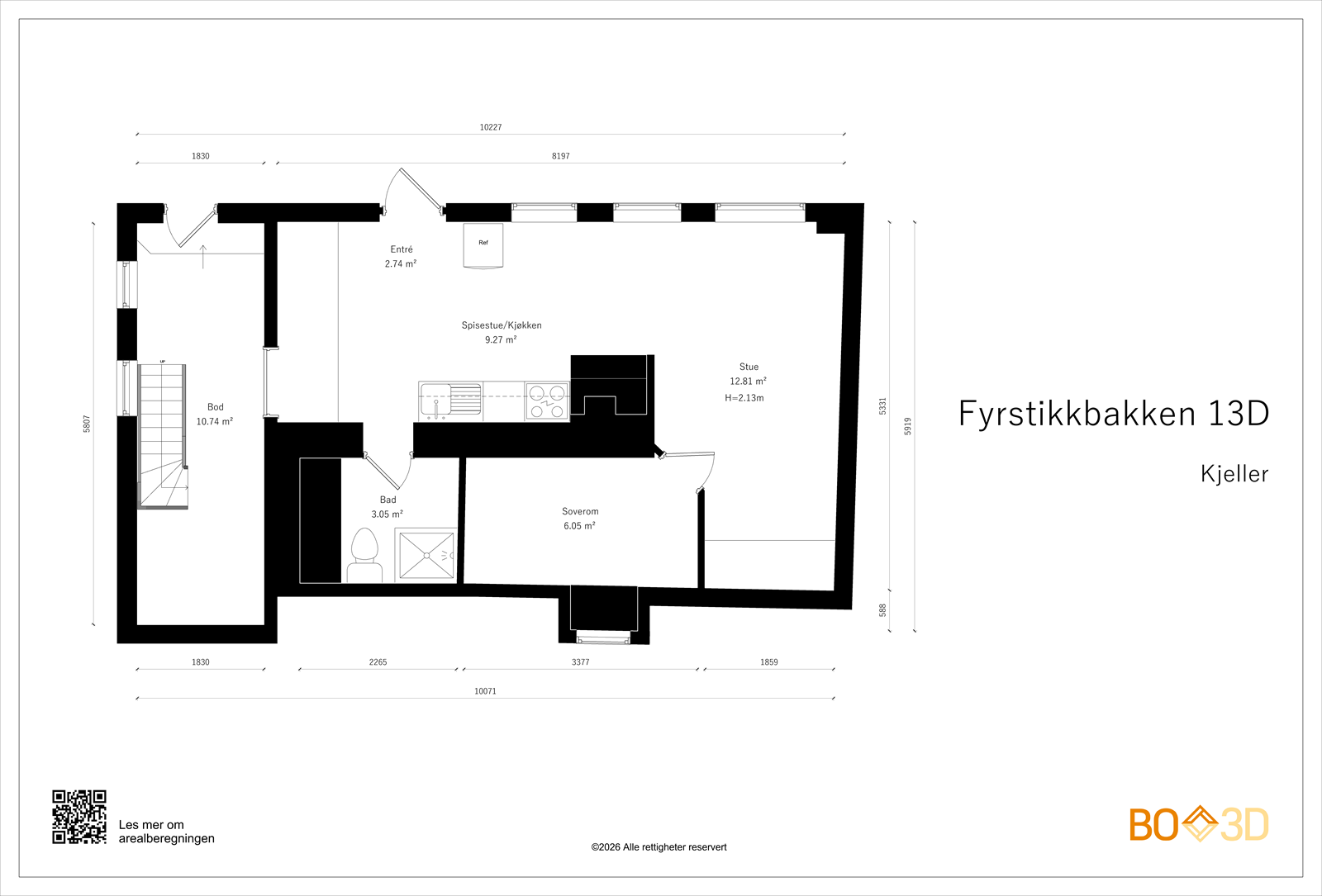 Plantegning kjeller. Galleribilde