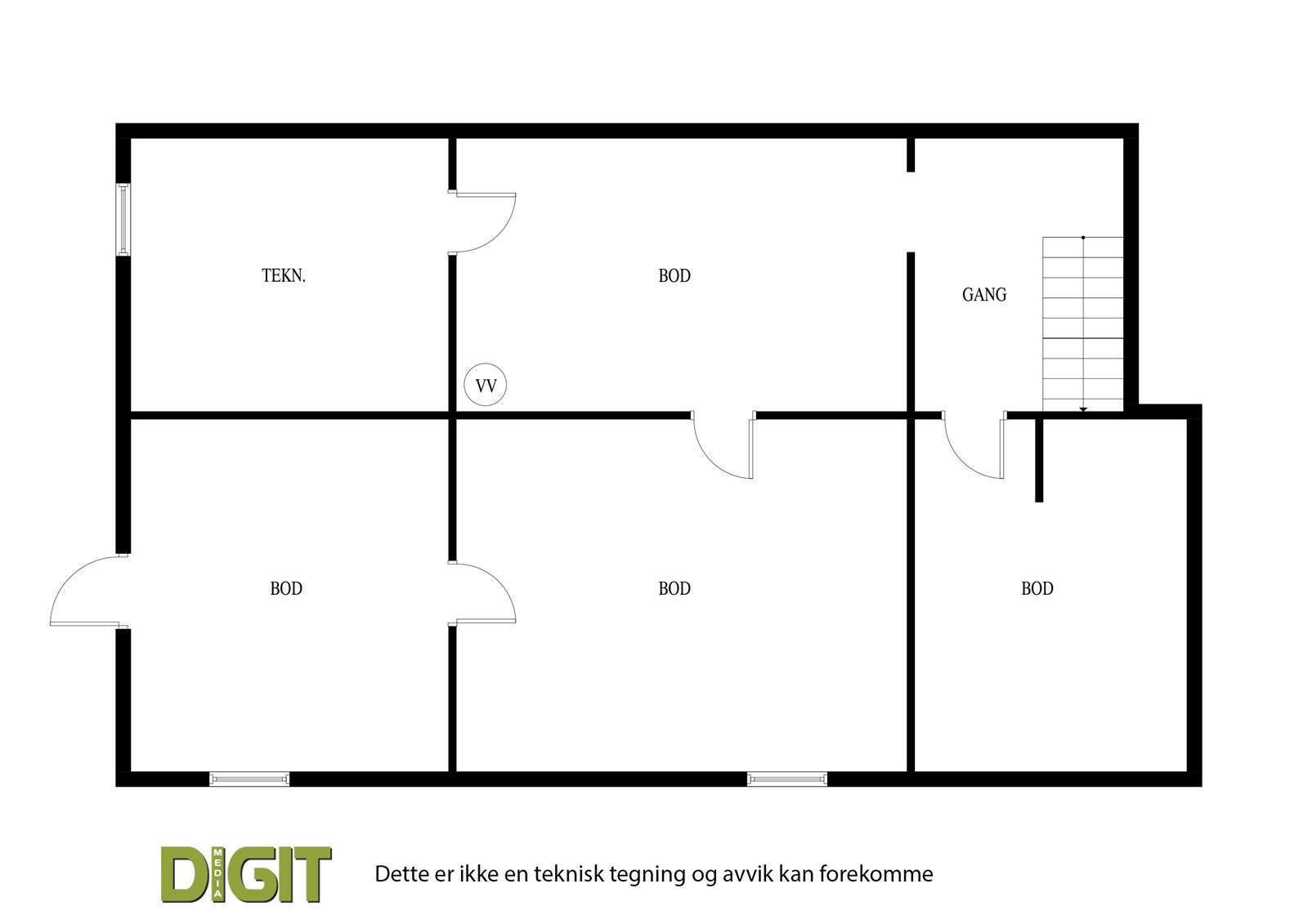 Plantegning kjeller. Galleribilde