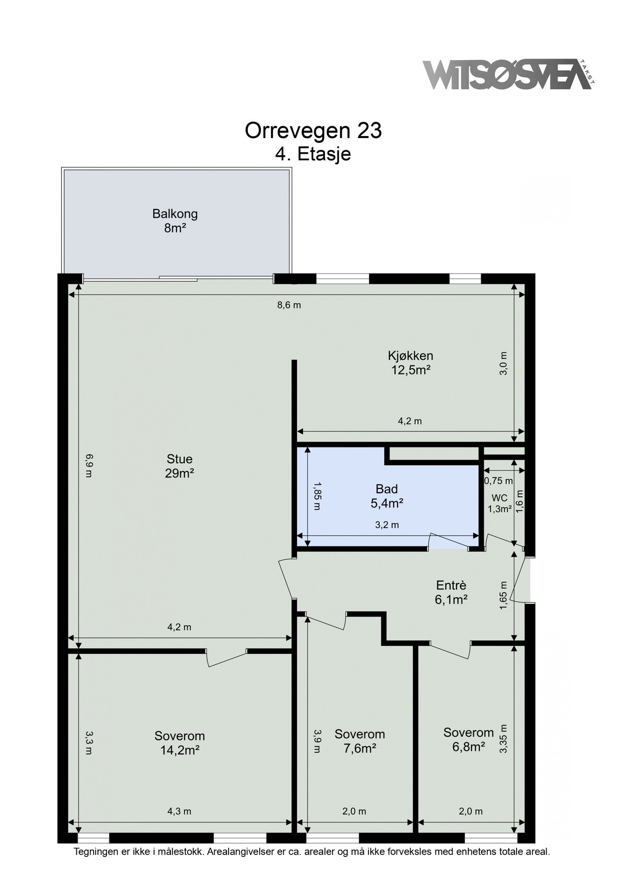 Planskisse fra takstmann Galleribilde