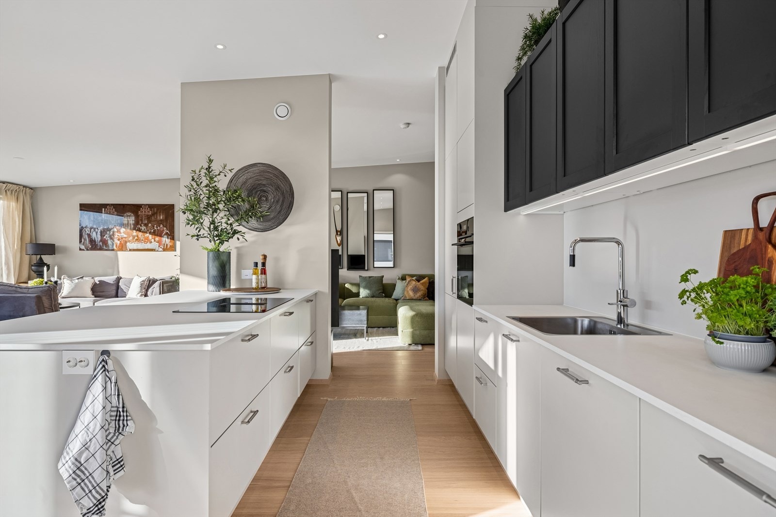 Det er integrerte hvitevarer som kjøleskap, stekeovn, steketopp og oppvaskmaskin, samt ventilator. Galleribilde